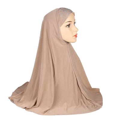 China Muslim Headscarf  Medium-sized hijab scarf with hot drill behind the back one-piece set worship headscarf Arabian hat Malay scarf H108 for sale