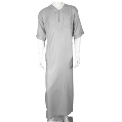 China Other Hollow-out Front Placket Design Moroccan Thobe  Ikaf Brand Label Islamic men Clothing Robe Thawb jubbah for sale