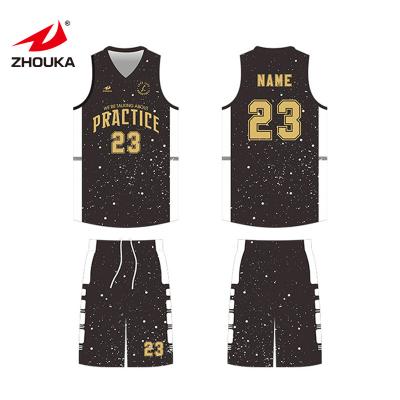 China Black Full Color College Antibacterial Sublimation Basketball Jersey Logo Design for sale