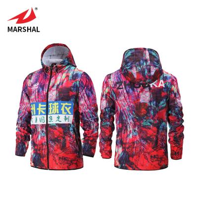 China Custom Logo Number Anorak Tracksuit Warm Windproof Sports Fashion Men's Winter Hooded Polyester Breathable Tracksuit Jacket for sale