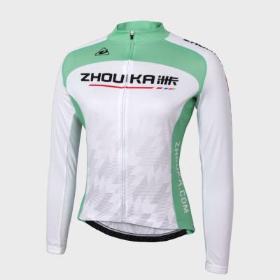 China Breathable White And Blue Stitching Automatic Zipper Women Cycling Tank Top Women Long Sleeves for sale