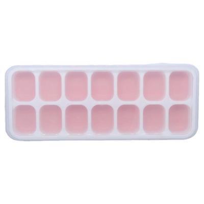 China Sustainable Wholesale Ice Cube Tray Food Grade Approved Square Shaped 14 Cavity Ice Cube Tray In Pink for sale