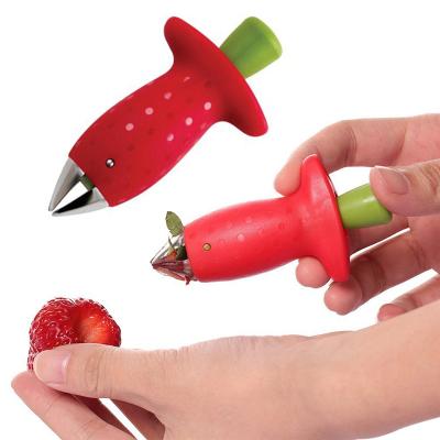 China Sustainable Metal Strawberry Fruit Leaf Remover Plastic Shellers Tomato Stalks Knife Rod Remover Instrument Kitchen Cooking Hot Tool for sale