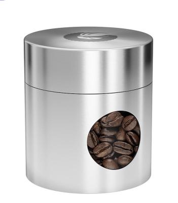 China Food Stainless Steel Vacuum Coffee Bean Container Coffee Canister for sale