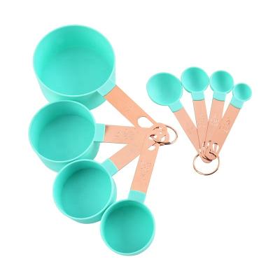 China Sustainable Kitchen Accessories 8 Pcs Plastic Measuring Cups And Spoons Set For Cooking Coffee for sale