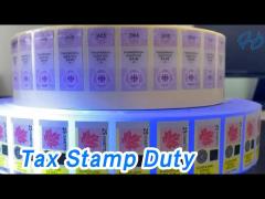 Security Paper Tax Stamp Duty Invisible Ink Adhesive Tamper Evident