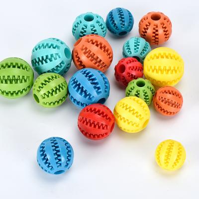 China Durable Non-Toxic Bite Stocked Resistant Dog Chewing Ball Toy For Pet Dogs Puppy Cat Soft Bouncy Rubber Treat Tooth Cleaning Toys for sale