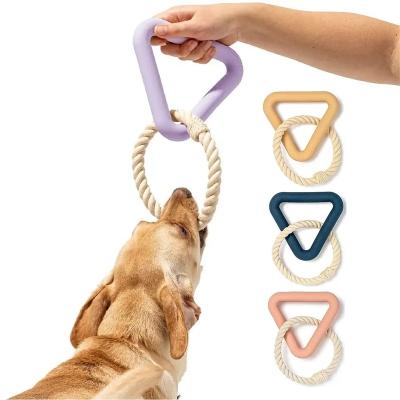 China Interactive Chew Toy For Medium And Large Triangle Viable Resistant Rubber Material Durable Tug Pet Dog Toy Bite TPR Rope Multiplies for sale