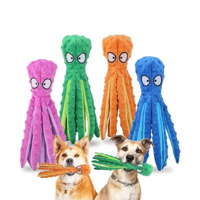 China Customized Stored Pet Octopus Shape Interactive And Motion Toys No Squeaky Stuffing Chew Plush Dog Toys Pet Toys for sale