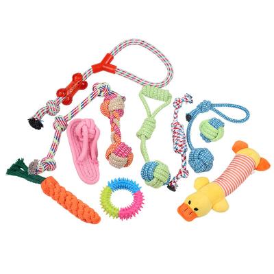 China Factory Wholesale Viable Pet Toy Set Durable Dog Rope Chew Chicken Chew Teether 11 Packs for sale