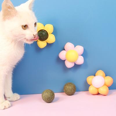 China Pet Cat Licking Catnip Ball Toy Cat Licking Toy Non-Toxic Healthy Cute Flower Shaped Catnip Ball Healthy Factory Wholesale Cheap Viable for sale