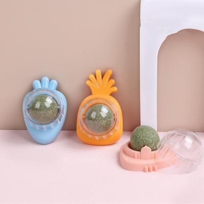 China Factory Viable Logo Carrot Shape Cat Ball Custom Made Wholesale Toy Wall Catnip Ball Toy for Cat Licking for sale