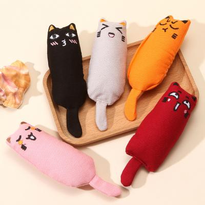 China Healthy Toy Cats For Nteractive Cute Cat Toys Kitten Teeth Grinding Cat Plush Thumb Pillow Pet Viable Catnip Accessories for sale