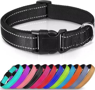 China 12 Colors Durable Soft Neoprene Padded Breathable Nylon Pet Collar Adjustable Reflective Dog Collar For Small Medium Large Dogs for sale