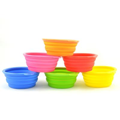 China Durable Collapsible Silicone Collapsible Top Selling Travel Water Dog Outdoor Rising Feeding Bowl For Pet Cat for sale