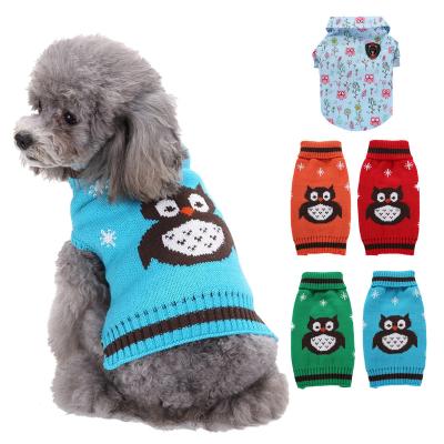 China Viable High Quality Blue Red Little Dog Clothes Wholesale Winter Knit Christmas Cat Dog Sweater Pet Clothes for sale