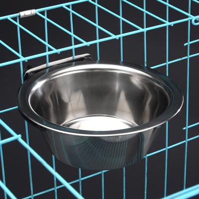 China CW-003 Fixed Stainless Steel Pet Small Animals Hanging Bowl Rice Basin Dog/Drinking and Drinking Bowl PET Basin/Dog Object Holder for sale