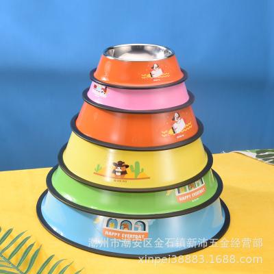 China Small Animals CW-016 Cartoon Cat Bowl Plus Thick Sliding Anti Spill Cat Water Bowl / Anti Dog Bowl Stainless Steel PET / Object Bowl for sale