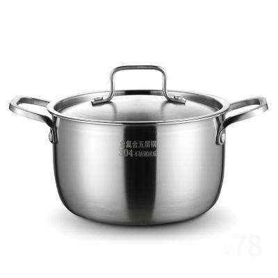 China Viable RTK-003 304 stainless steel thick soup pot 18/22/24cm non stick hot pot five layers double bottom steel milk pot pot for sale