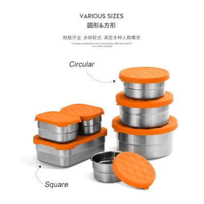 China FH-012 304 Stainless Steel Box Refrigerator Box Silicone Soft Cover Orange Food Fresh-keeping Freezing Storage Box for sale