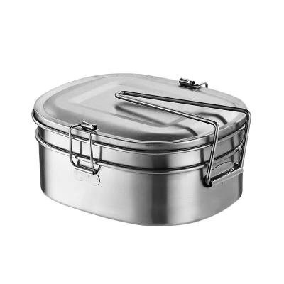 China FH-014 304 stainless steel square box, single-layer and double-layer fresh-keeping lunch box, student canteen utensils for sale