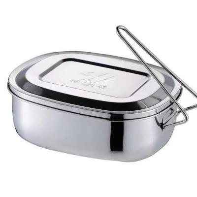 China FH-016 304 Stainless Steel Square Slotted Lunch Box Double Layer Lunch Box Student Fresh-Keeping Utensils for sale