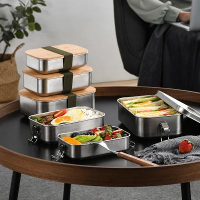 China FH-022 304 Stainless Steel Stainless Steel Japanese Bamboo Wood Buckle Cover Portable Bowl Cover for sale