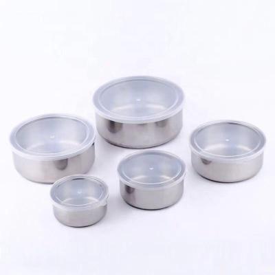 China US $1.2/set stainless steel fresh-keeping box 10-18cm stainless steel 5 piece set with cover storage boxes sealed storage boxes chaiv for sale