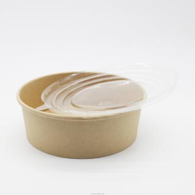 China Custom Printed Greaseproof Paper Bowl Disposable High Quality Kraft Salad Bowl With Lid for sale