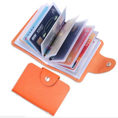 China Eco-friendly Fashion PU Leather 24 Bits Card Case Business Card Holder Men Women Credit Passport Card Bag for sale