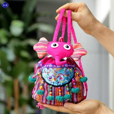 China High Quality And Handmade New Arrival Cute Elephant Shaped Animal Pattern Eco - Friendly Canvas Bag Kids Backpack for sale