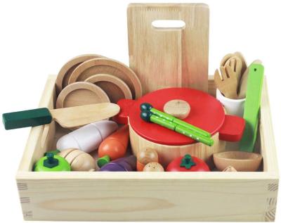 China Funny Educational Toy Children's Toys Simulation Wooden Box Fruits and Vegetables Cut Children's Kitchen Play House Toys for sale