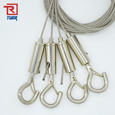 China Salt-Lock Adjustable Lamp Wire Rope Clip Nickel Clamp Stainless Steel Cable Hook Hanging Kits for sale