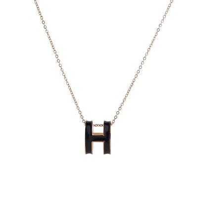 China UA723 Dropshipping Romantic Factory Wholesale Vacuum Plated Stainless Steel Necklace H Letter Necklace For Women Men for sale