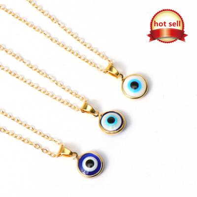 China Quality UA186 factory direct sale fashion trendy dropshipping gold plated devil eyes jewelry evil blue eye pendant necklace for women for sale