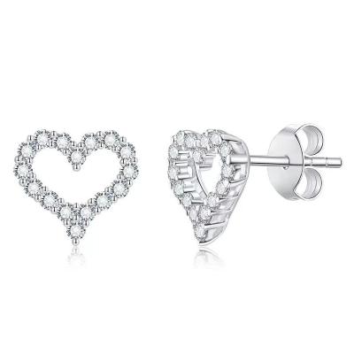 China Other UA292 droppingshipping custom 925 sterling silver gold plated moissanite earring love heart stud earrings stud earrings for sale