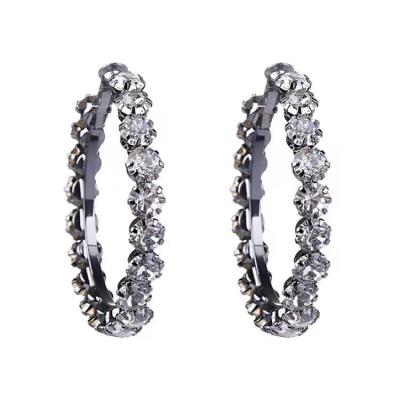 China Fashionable dropshipping UA289 custom wholesale big hoop earrings women girls shape hoop earrings silver rhinestone rhinestone for sale