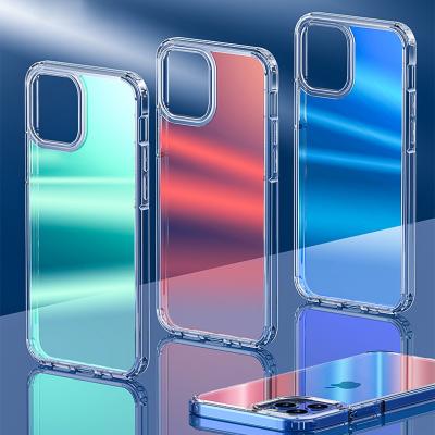 China Shockproof Soft Thin Slim Clear Electroplating Shockproof Colorful TPU PC Mobile Phone Back Cover Case For iPhone 13 12 for sale