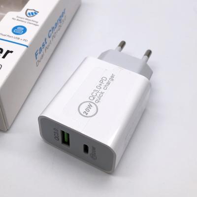 China Mobile Phone 20W PD QC 3.0 TYPE-C USB Wall Charger Fast Charging Dual Port Wall Charger Dual Port Plug For iPhone 12/12 Mini/ Max Pro 11 Pro Max 12 for sale