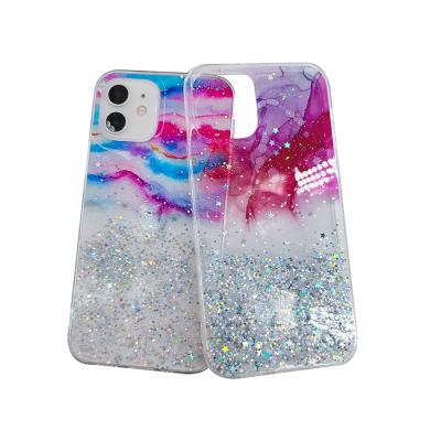 China Bling Bling Starry Sky Marble Gradient Glitter Anti-fall TPU Cover Soft Phone Case For iPhone 13 12 11 pro XS max for sale