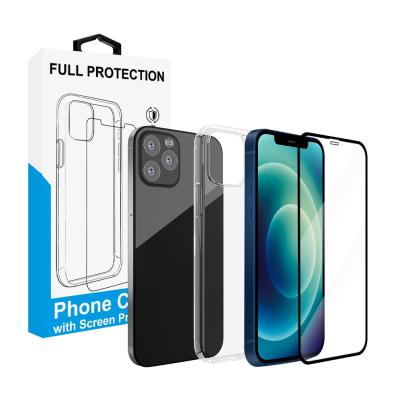 China Lightweight High Clear TPU Cell Phone Case and Tempered Glass 3d Screen Protector Set For Apple iPhone 12 12 Pro/12 Mini/12 Max Max for sale