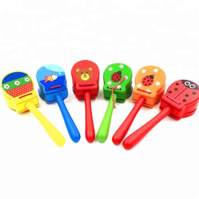 China Colorful Wooden Cartoon Toy Hand Bell Castanets for sale