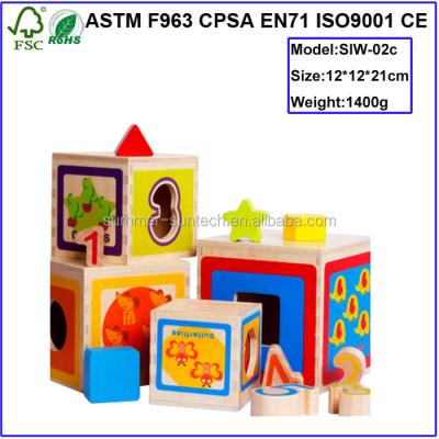 China Basswood Educational Toy Wooden Stacking Ten Cubes /poplar top sale set for kids for sale