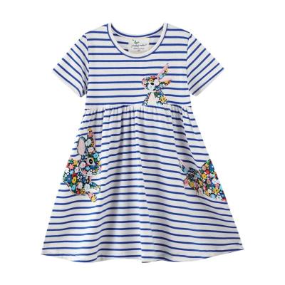 China Anti-wrinkle Pattern Skirt Knitted Dress Girls New Children's Embroidery Summer Dress With Round Neck for sale