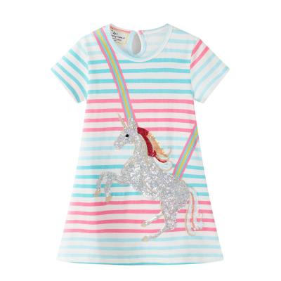 China Anti-wrinkle dresses kids knit dress unicorn sequin children girls school casual outfits for sale