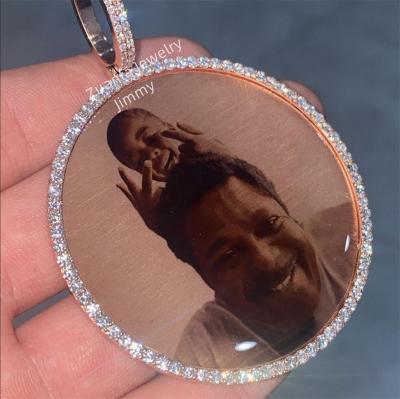 China Custom Hiphop Moissanite Sublimation Metal Necklace Gold Plated Family Picture Photo Charm Pending Necklace For Photo for sale