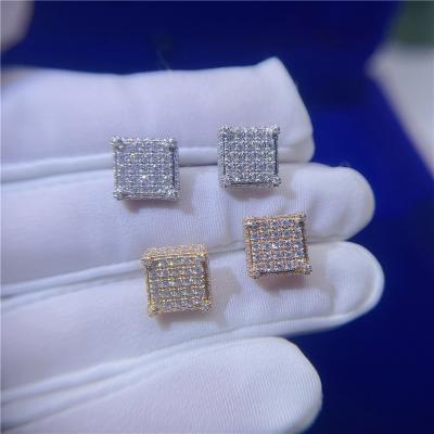 China Solid Moissanite Yellow Gold Quarry Zuanfa 10K White Gold Quarry Gold Square Stud Earrings from vvs for sale