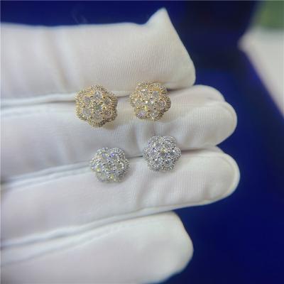 China Office/career Zuanfa 10K solid gold yellow gold white gold vvs moissanite flower fine earrings for sale