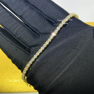 China Unfading Iced Out Custom White Gold Rose Gold VVS Moissanite Diamond Tennis Bracelets From Jewely's Real 14K Yellow Gold for sale