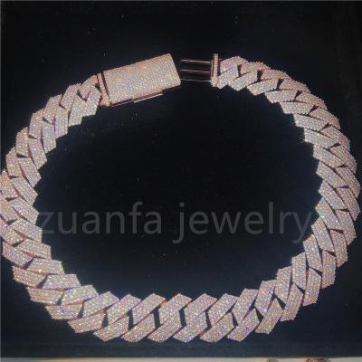 China Romantic Diamond Cuban Chain Necklace from Rose Gold Plated Iced Out Cuban Link VVS Moissanite Cuban Link for sale